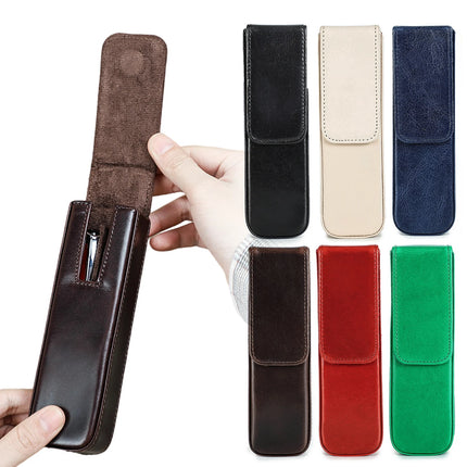 Leather Pen Case With 2 Slots Removable Pen Tray Holder for fountain pens Pencil Case Box Office School Supply Pouch collection