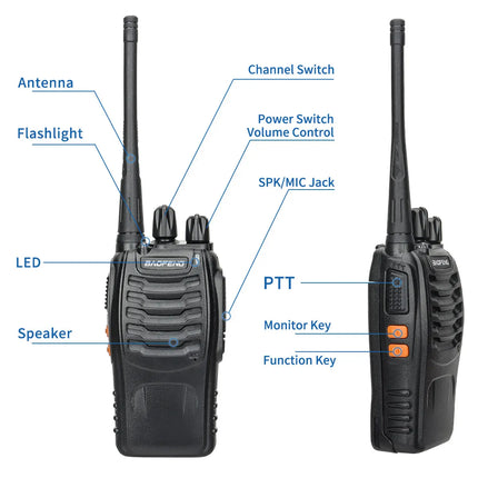 2/4PCS Baofeng BF-888S 12W Walkie Talkie Dual Band Portable Long Range Standby UHF 400-470MHz USB Ham Two Way Radio for Hunting