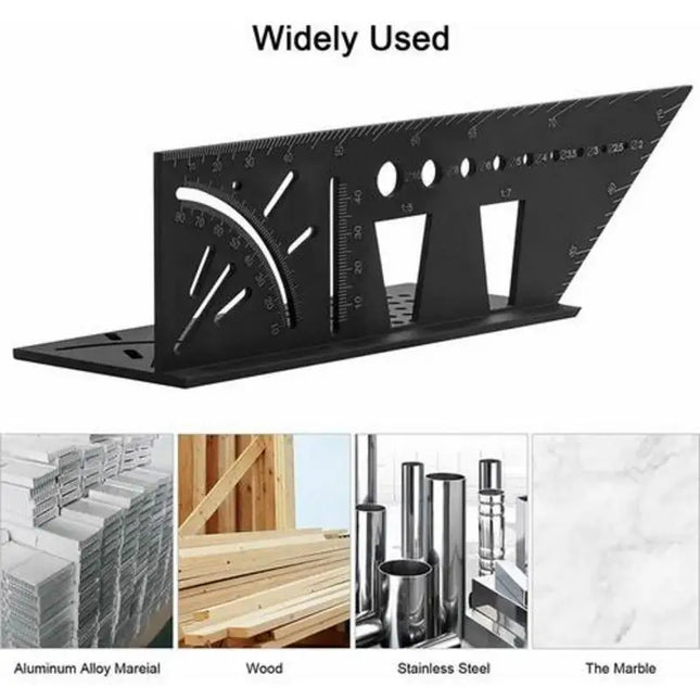 New Woodworking Gauge Ruler 3D Mitre Angle Measuring Square Measure Tool 45 Degree and 90 Degree with Carpenter Pencil