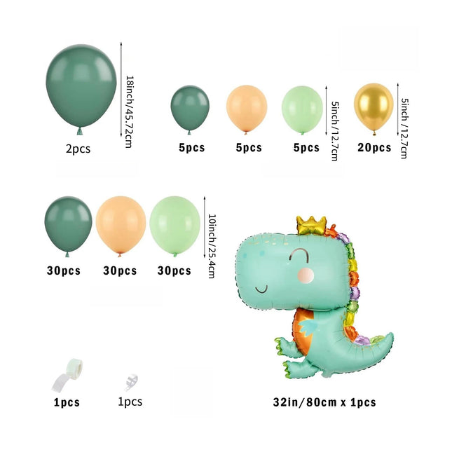 130Pcs A set of dinosaur themed party balloon wreath set, birthday party, wildlife themed original theme party decoration