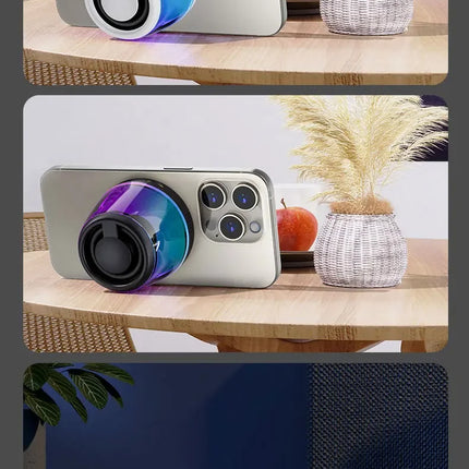 Magnetic Bluetooth Speaker RGB Mini Portable Speaker Magnetic Phone Holder Ring Wireless Sound Box Bluetooth Speaker Tower