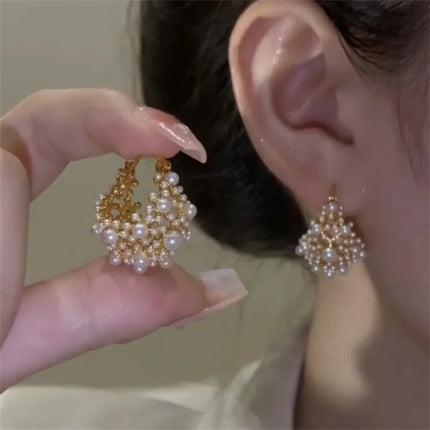 Elegant Korean Style Pearl Drop Earrings for Women - Chic Fashion Jewelry Pieces