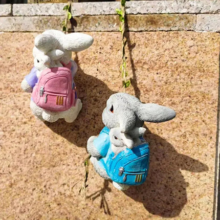 Outdoor Courtyard Cute Bunny Wall Hanging Balcony Landscaping Decorative Statues Flower Garden Pot Hanging Climbing Tree Pendant