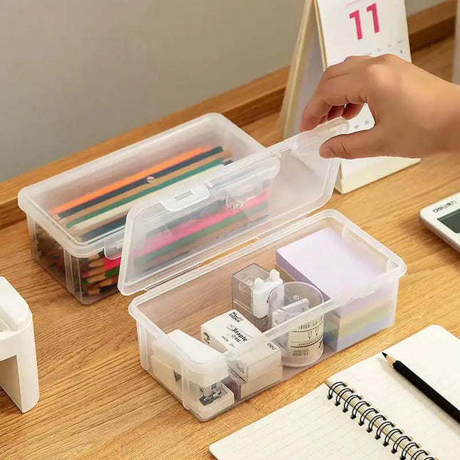 Pencil Case Box PP Material Transprant Pen Box Stationery Pen Case Supplies Pencil Storage Multifunction Transparent