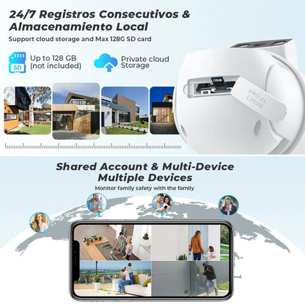 TAITAS-WiFi Surveillance Camera, Dual Lens, 4X Digital Zoom, AI Human Detect, ONVIF, Outdoor Security PTZ IP Cameras, 4K, 8MP