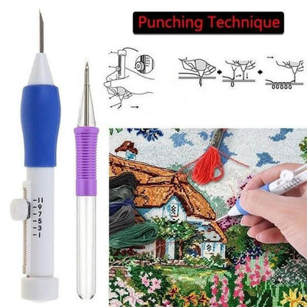 DIY Crafts Magic Embroidery Pen Embroidery Stitching Punch Needles Pen Set Craft Tool for DIY Threaders Sewing Knitting Kit