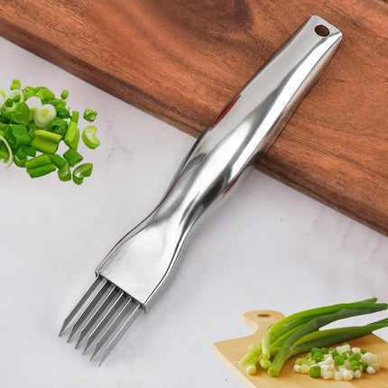 Kitchen Shred Silk The Knife, Stainless Steel Chopped Green Onion Knife, Curved Handle Design, Food Speedy Chopper Green Onion