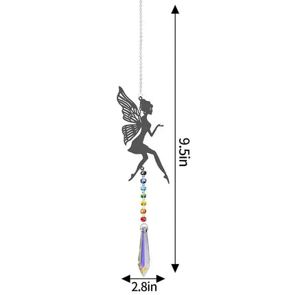 Hanging Crystal Wind Chimes Sun Catcher Fairy Butterflies Stained Glass Sun Catcher Window Drop Bell for Room Garden Decor