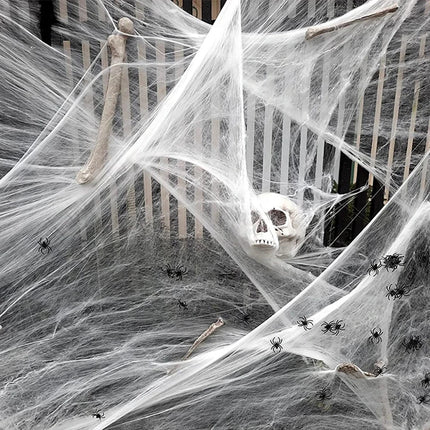 Artificial Spider Web,Horror Spider Web Halloween Decorations,Stretchy Cobweb With Spider,Gothic Horror Home Decor