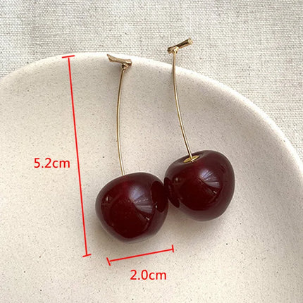 2023 Korean Cherry Drop Earrings - Sweet Girls' Brincos Line Jewelry Gift