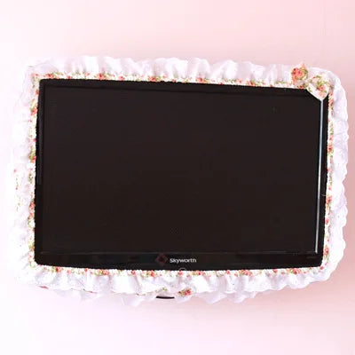 24-48INCHES Fabric TV Circle Power on Without Taking Out Dust Cover Monitor Screen Home Decorations Dust Cover with Elastic