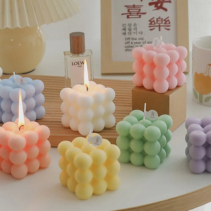 Ins Style Bubble Cube Candle Handmade Scented Candle Aromatherapy Soy Wax Candle Wedding Birthday Candles Party Home Decoration