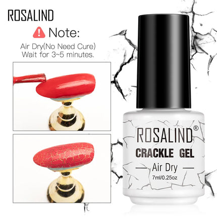 ROSALIND Crackle Gel Nail Polish Cracking Nail Lacquer Quick Dry Nail Art Varnish Hybrid Semi Permanent Soak Off Base Top Coat