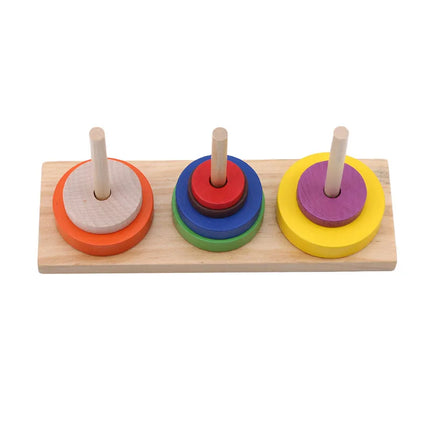 Color Eight  Layer Tower Of Hanoi Adult Classical Intelligence Education Puzzle Wooden Toys