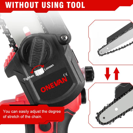 ONEVAN Brushless 8 Inch Electric Saw Automatic Oiler Handheld Garden Pruning Chainsaw Woodworking Tool for Makita 18V Battery