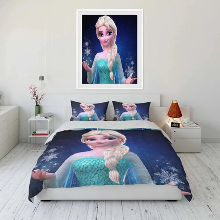 Disney Frozen Elsa Princess Bedding Set Cartoon Baby 3 Pieces Bed Set Pillowcase Adult Bed Cover Bedroom Bed Set Duvet Gift