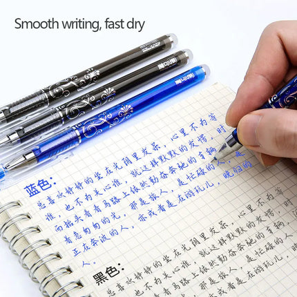 Gel Pen Set Erasable Gel 0.5mm Blue Black Bullet Writing Smooth School Writing Tools Office Supplies Kawaii Stationery