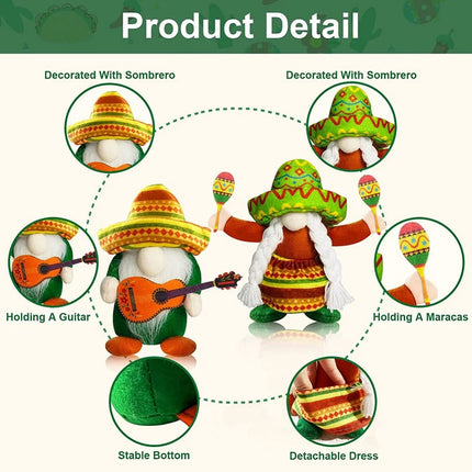 Fiesta Gnome Cinco De Mayo Faceless Doll Tomte For Mexican Taco Tuesday Summer Home Kitchen Tiered Tray Decorations