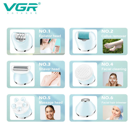 VGR Hair Remover Rechargeable Facial Leg Body Bikini Epilator Lady Shaver Underarms Hair Removal Tool Epilator for Women V-733