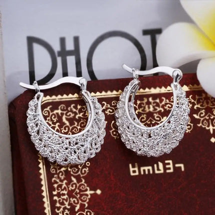 charm pure 925 silver Earrings Women engagement jewelry noble beautiful fashion Solid party Earring Jewelry