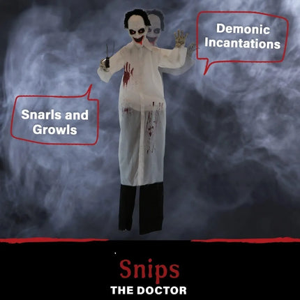 Halloween Decorations, Life-Size Scary Animatronic Doctor with Touch Activated Lights and Sounds,Outdoor Spooky Halloween