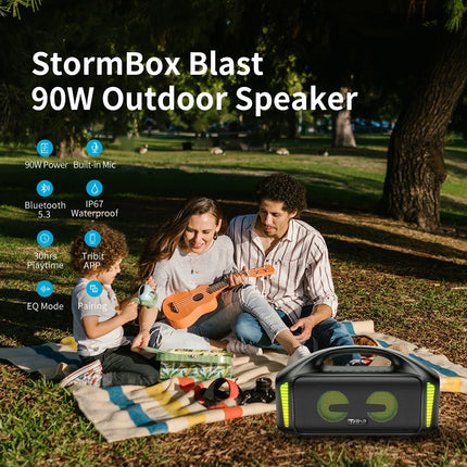 Tribit Portable Bluetooth Speaker 90W StormBox Blast Outdoor Wireless Speaker IPX7 Waterproof Party Camping Speaker 30H Playtime