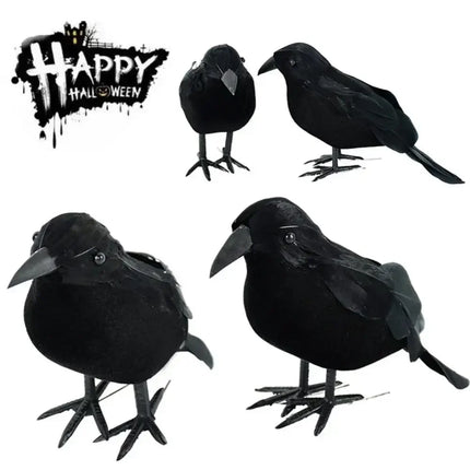 1-12PCS Simulation Halloween Crows Animal Model Halloween Crows and Ravens Decor for Halloween Party Home Decoration Supplies