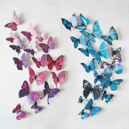 12pcs/set 3D Butterfly Wall Sticker Home Decoration Colorful Butterflies On Wall Magnet Fridge Stickers Living Room Wall Decals