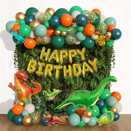 154 Pcs Jungle Animal Themed Balloon Decorations, Tyrannosaurus Rex Birthday Outdoor Scene Decoration Anniversary Commemoration