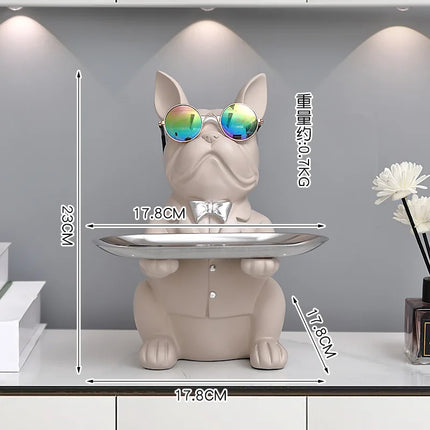 Bulldog storage ornaments Entrance door key tray candy tray Nordic light luxury personality home decoration