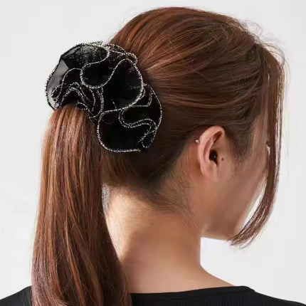 Bow Hair Fantaisie Tie  Elastic Hair Bands  Yarn Silk Flower  Headdress Elastique Cheveux Fille for Hair Accessories Woman