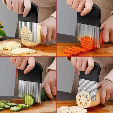 Corrugated knife stainless steel wolf teeth cut potatoes wavy knife kitchen household vegetable cutting artifact fancy slicer