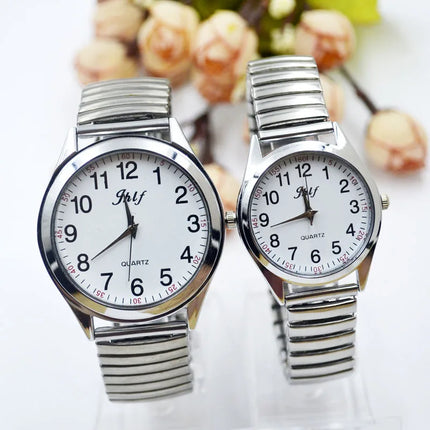 100pcs/lot  Quartz Watch Silver Elastic Strap Steel Band Men's Women's Watches Lovers Watch 100pcs/lot Wholesale