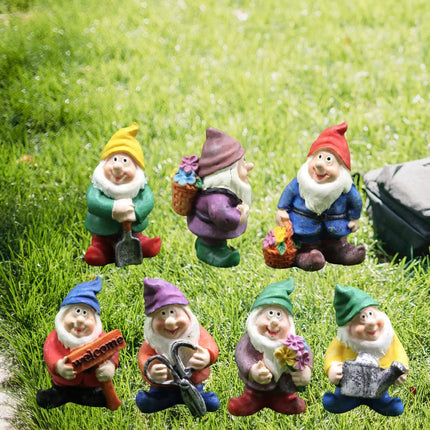 Seven Dwarfs Gnomes Statue Decorations Micro Landscape Miniature Ornament