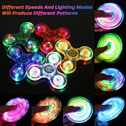 LED Light Up Fidget Spinner Luminous Finger Toy Hand Spinner Stress Reduction and Anxiety Relief Party Favors for Kids Adults