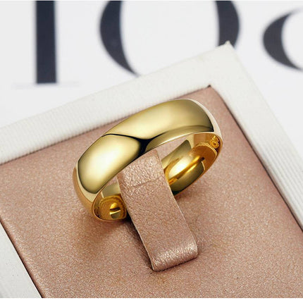 Fashion Luxury Golden Engagement Wedding Ring Couple Ring Simple Fashion Style Fine Jewelry Anniversary Gift Men and Women Ring