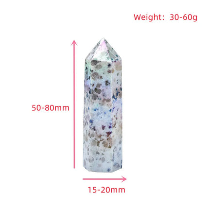 1PC Natural Aura Kiwi Jasper Quartz Crystal Point Wand Healing Stone Meditation Home Decor Reiki Polished Stone Chakra Tower