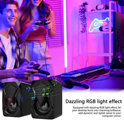 Desktop PC Speakers Colorful RGB Desktop PC Speakers Clear Sound Multimedia 2Pcs Plug & Play Speakers For Desktop PC All