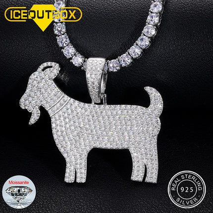 Iced Out Moissanite Sheep Pendant 925 Sterling Silver Goat Necklace For Men Women Rapper Hip Hop Jewelry Passed Diamond Test