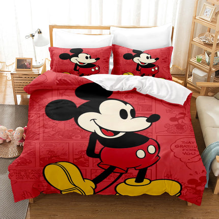 Mickey  Cute Printed Cartoon Quilt Duvet Cover Set Bedding Twin 3-Piece 1 3D Children'S