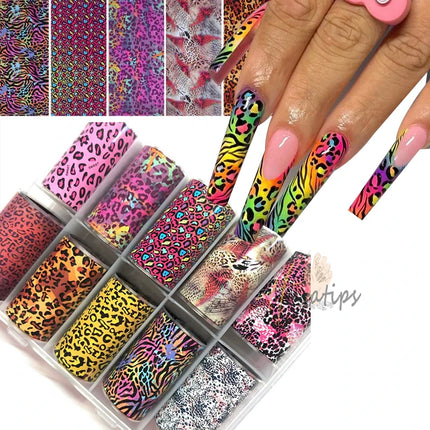 1box Luxury Design Nail Foils for Transfer Paper Stickers Sliders Adhesive Nails Wraps DIY Water Marble Nail Art Decorations