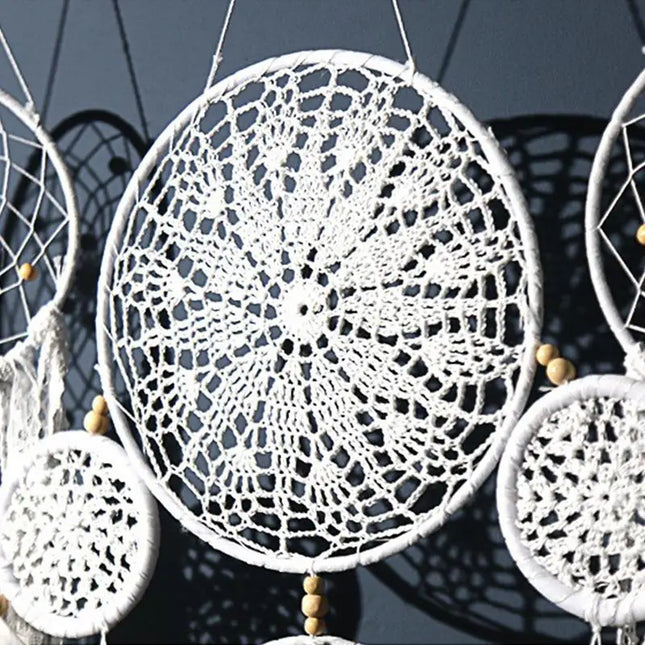 Dream Catchers Handmade Macrame Wall Hanging Dreamcatcher 5 Pieces White Boho Dream Catcher Baby Shower Decorations For Home