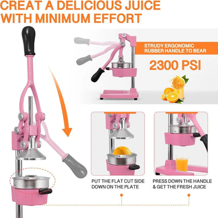 Commercial Heavy Duty Cast Iron Hand Press Manual Orange Citrus Lemon Lime Grapefruit Pomegranate Fruit Juice Squeezer Machine