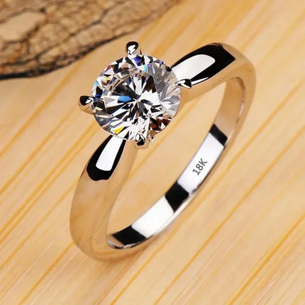 Exquisite New Style Never Fade Luxury Classic Solitaire 50 Cents/1 Carat/2 Carat Zirconia Open Ring For Women Wedding Jewelry