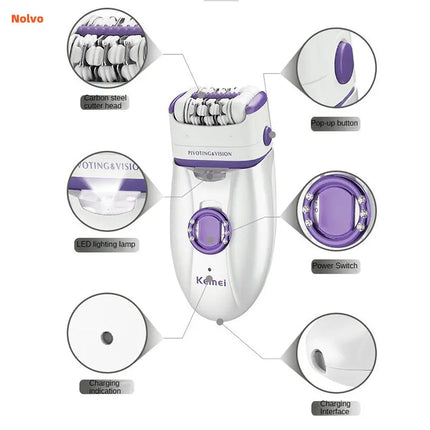 Electric Epilator Rechargeable Removal Epilator Facial Hair Remover Lady Shaver Bikini Trimmer Body Depilatory Epilator