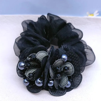 Bow Hair Fantaisie Tie  Elastic Hair Bands  Yarn Silk Flower  Headdress Elastique Cheveux Fille for Hair Accessories Woman