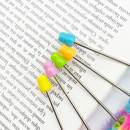 60Pcs New DIY colored Plush Beaded Pen Color Plush Ball Beadable Pen Home School Kids Students Writing Sketch Supplies