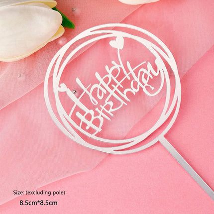 10pcs Happy Birthday Cake Topper Acrylic Gold Mirror Cupcake Topper For Kids Birthday Party Cake Dessert Decorations Baby Shower