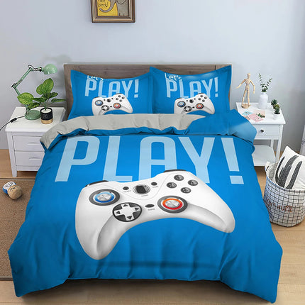 Toy Print Bedding Set Dot Building Blocks Comforter Cover Kids Boy Bed Cover Colorful Bricks Game Bedlinen Duvet Cover Set