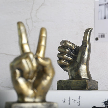 Finger Sculpture Hand Finger Gesture Desk Statue Creative Home Living Room Cabinet Shelf Decoration Victory OK Thumbs up Gesture